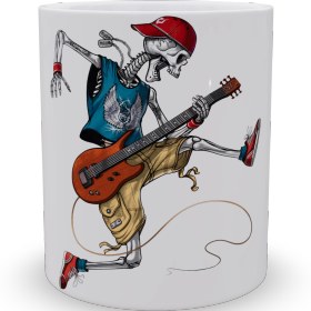 تصویر ماگ با طرح Skeleton Heavy Metal Guitarist 