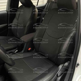 تصویر روکش صندلی تویوتا لوین چرم مشکی و زرشکی 