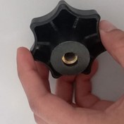 تصویر مهره خروسکی فلکه ای درپوش دار 10 هفت پر قطر دسته پلاستیکی 65 mm 