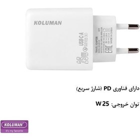 تصویر شارژر تایپ سی KOLUMAN KC-CH115 