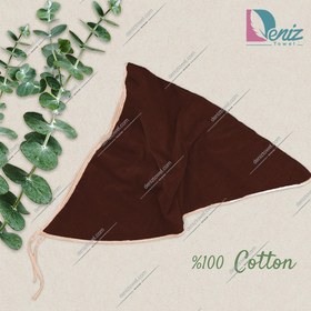 تصویر حوله سر طرح ساده مدل روسری رنگ قهوه ای 