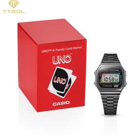 تصویر ساعت مچی کاسیو UNO Vintage مدل A168WEUC-1ADR Casio UNO Vintage Black Edition A168WEUC-1ADR Watch
