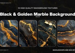 تصویر 10 تکسچر پس‌زمینه مرمر طلایی و مشکی 
