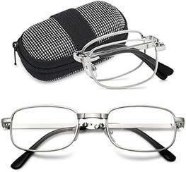 تصویر عینک مطالعه فریم فلزی تاشو جیبی همراه کیف 