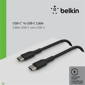 تصویر کابل شارژ سریع USB-C به USB-C با روکش بافته بلکین مدل CAB004bt1MBK طول 1متر 