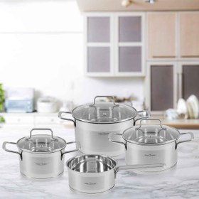 تصویر سرویس قابلمه 7 پارچه پروفی کوک آلمان مدل 1224 Profi cook pot service, 7 fabrics, Germany, model 1224