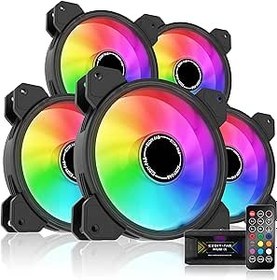 تصویر EZDIY-FAB 120 میلی‌متری کیس فن ARGB، فن مادربرد Aura Sync، جریان هوا بالا، فن RGB آدرس‌پذیر برای کیس رایانه شخصی با فن 10 پورت هاب X و پک Remote-5 - ارسال 20 روز کاری EZDIY-FAB 120mm ARGB Case Fan,Motherboard Aura Sync Fan, High Airflow, Addressable RGB Fan for PC Case with 10-Port Fan Hub X and Remote-5 Pack