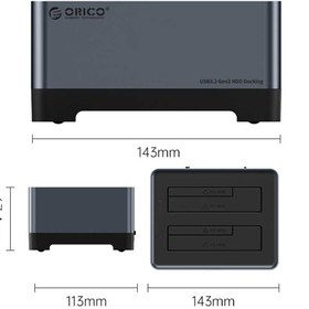 تصویر داک هارد 2 سینی اوریکو مدل 5828C3-C Orico 5828C3-C 2.5 or 3.5 inch SATA HDD-SSD Dual-bay Dock