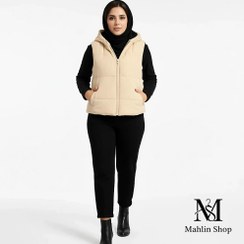 تصویر پافر زنانه فری سایز مدل 110 - کرم 