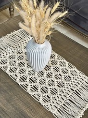 تصویر رانر مکرومه ابعاد ۷۰ در ۳۰ رنگ شیری 