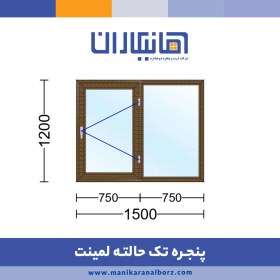 تصویر پنجره دوجداره تک حالته لمینت با شیشه ساده 