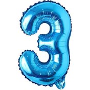 تصویر بادکنک فویلی طرح عدد 3 آبی ا Blue foil balloon number 3 design Blue foil balloon number 3 design