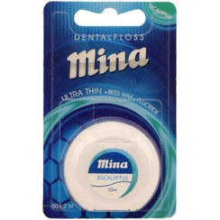 تصویر نخ دندان فوق نازک مینا با طعم اکالیپتوس 50 متری Mina Ultra Thin Dental Floss Eucalyptus Flavored 50 m