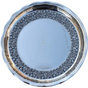 تصویر سینی گرد طرح گلبرگ مسی (با روکش کروم) - سایز 