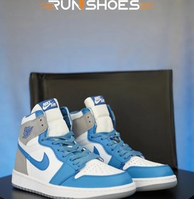 تصویر کفش کتونی جردن وان ساقدار آبی طوسی - 4 Air Jordan 1 Retro High OG True Blue