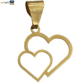 تصویر آویز گردنبند طلا ۱۸ عیار زنانه طرح دو قلب 