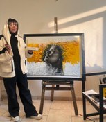 تصویر سفارش چهره خودتون با تکنیک میکس مدیا با رزین و تکسچر و سیاه قلم - 30×40 سانتی متر 