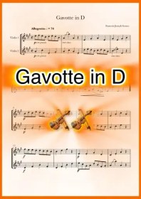 تصویر نت دوئت ویولن Gavotte in D از Gossec همراه با اجرای نت ویولن‌ها 