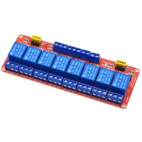 تصویر ماژول رله 8 کانال 12V (برد قرمز) 8 channel 12v relay module red board