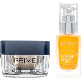 تصویر پک کرم شب بازسازی کننده پوست و سرم ویتامین سی پرایم Prime Night Repair Cream And Vitamin C Serum