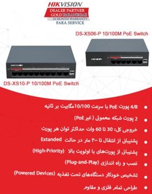 تصویر سوییچ شبکه۸پورت poe هایک ویژن Poe 8+2 hikvision