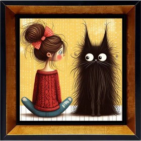 تصویر قاب دکوری کاشی مدل گربه 