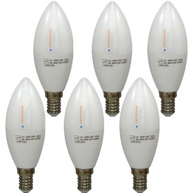 تصویر لامپ ال ای دی 7 وات نمانور مدل شمعی پایه E14 بسته 6 عددی - آفتابی 