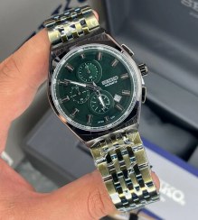 تصویر ساعت سیکو مردانه سه موتوره سیکو اکسکلوسیو مدل 3206 رنگ طلایی صفحه سبز 