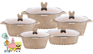 تصویر سرویس قابلمه گرانیت دسینی 10پارچه - قهوای 