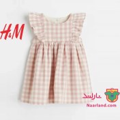 تصویر پیراهن نوزادی دخترانه اچ اند ام سوئد ( H&M ) رنگ گلبهی چهار خانه 