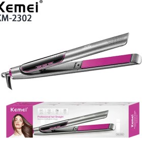 تصویر اتو مو دیجیتالی حرفه‌ای کیمی مدل KM-2302 KEMEI Professional LCD Displays km-2302 Cheap High Temperature Hair Straightening Iron Hair Straightener Flat Iron