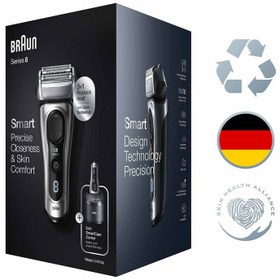 تصویر ماشین اصلاح مردانه سری 8 براون مدل 8467cc با پایه شارژ و شستشو ا Braun Electric Razor for Men, Series 8 8467cc 