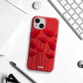 تصویر قاب گوشی Imperial Red سیلیکونی مناسب برای Apple iPhone 15 طرح Red Fashion Flower Apple Iphone 15 Silicone Imperial Red Case 