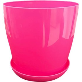 تصویر گلدان پلاستیکی گرد 340 - سفید / قطر 33 ارتفاع 29 سانتیمتر 