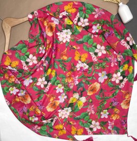 تصویر روسری نخ اسپان گل سیمارو - مشکی / ۱۳۰ سانت 