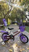 تصویر دوچرخه کودک سایز ۱۲ سونیک با تکیه گاه جداگانه بنفش 