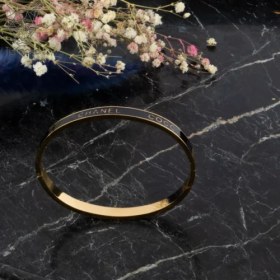 تصویر دستبند النگویی کوکو شنل chaneel bracelet black gold steel