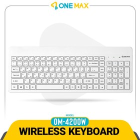 تصویر کیبورد بی سیم وان مکس مدل OM-4200W سفید ONE MAX OM-4200W Wireless White Keyboard