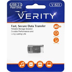 تصویر فلش مموری وریتی USB2 مدل v823 ظرفیت 16 گیگابایت نقره‌ای فلش مموری 16GB نقره ای وریتی فلش مموری وریتی