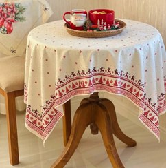 تصویر رومیزی طرح کریسمسی ضد لک مخمل کوبیده tablecloth