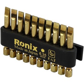 تصویر سری پیچ گوشتی طلایی یکسر دو سو بلند 10 عددی رونیکس مدل RH-5404 ا RONIX RH-5404 RATCHET SCREWDRIVER BIT SET RONIX RH-5404 RATCHET SCREWDRIVER BIT SET