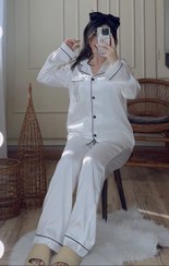 تصویر بلوز آستین بلند وشلوار مغزی دوزی شده 