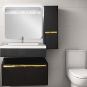 تصویر فول ست روشویی کابینتی لاکسورا مدل L241 سایز 80 (مشکی) 