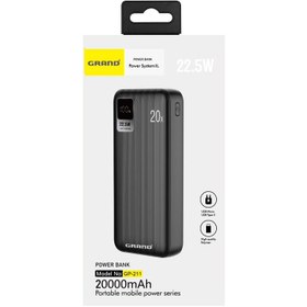 تصویر پاوربانک گرند مدل GP-211 ظرفیت 20,000mAh + هدیه کیف محافظ - مشکی Grand Power Bank 20000 mAh GP-211