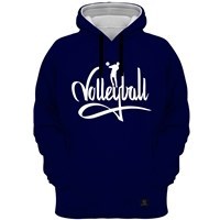 تصویر هودی مردانه 27 مدل Volleyball کد AL04 رنگ سرمه ای کلاه ملانژ 