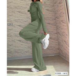 تصویر ست کراپ و شلوار آستین فینگری فانریپ کبریتی سایز ۳۶ تا ۴۲ 