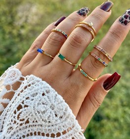 تصویر پک انگشتر ۸ تایی طلایی 