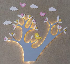 تصویر چراغ خواب کودک نور مخفی درخت بهاری چراغ خواب و شب خواب فانتزی پسرانه و دخترانه درخت بهاری