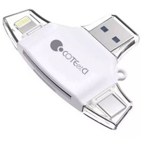 تصویر کارت خوان چند سر کوتتسی Coteetci 4IN1 CARD READER(SD/TF) CS5132-BK 