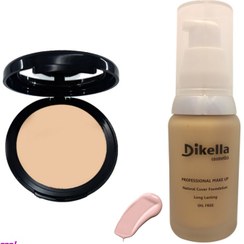 تصویر کرم پودر دیکلا رنگ بژ طبیعی حجم 40 میلی لیتر به همراه پنکک مات مدل فاقد چربی ضدجوش مجموعه 2 عددی 